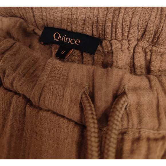 Quince Cotton Brown Gauze Drawstring Pull On Women's Pants Size Small - Picture 4 of 5